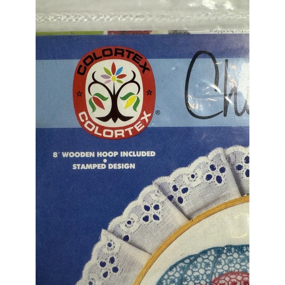 Counted Cross Stitch Kit Colortex Hot Air Balloon Vintage‎ Lace Hoop NOS